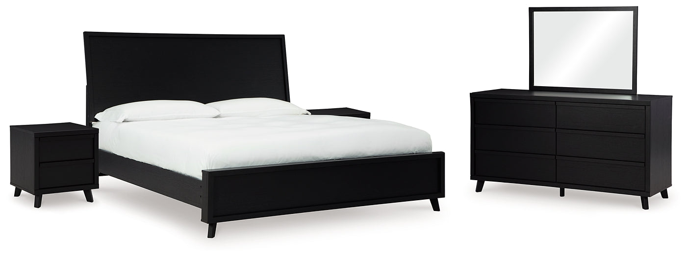 Danziar Panel Bed With Mirrored Dresser And 2 Nightstands