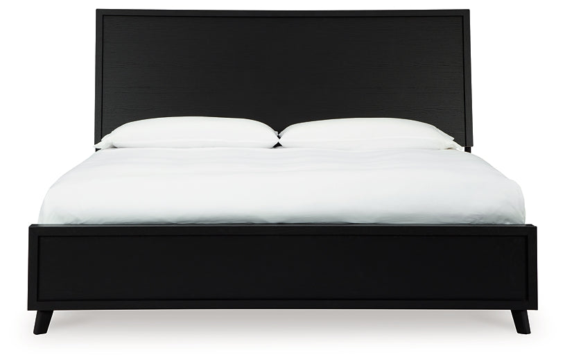 Danziar Panel Bed With Mirrored Dresser, Chest And 2 Nightstands
