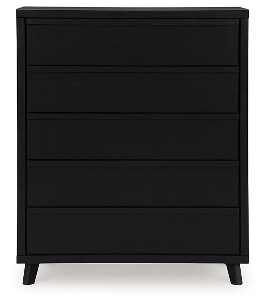 Danziar Panel Bed With Mirrored Dresser, Chest And 2 Nightstands