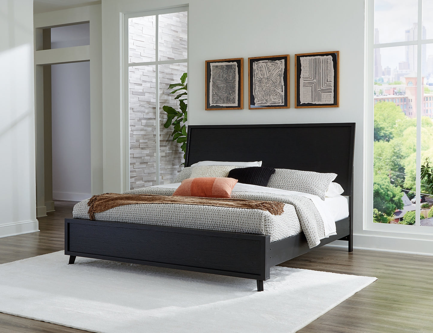 Danziar Panel Bed With Mirrored Dresser, Chest And 2 Nightstands