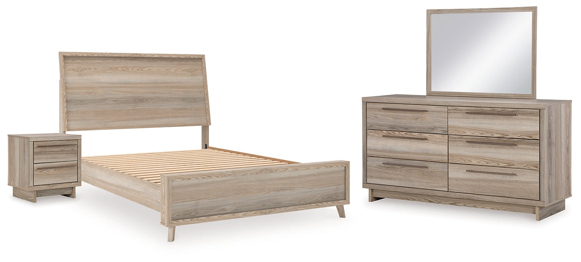Hasbrick Panel Bed With Mirrored Dresser And Nightstand