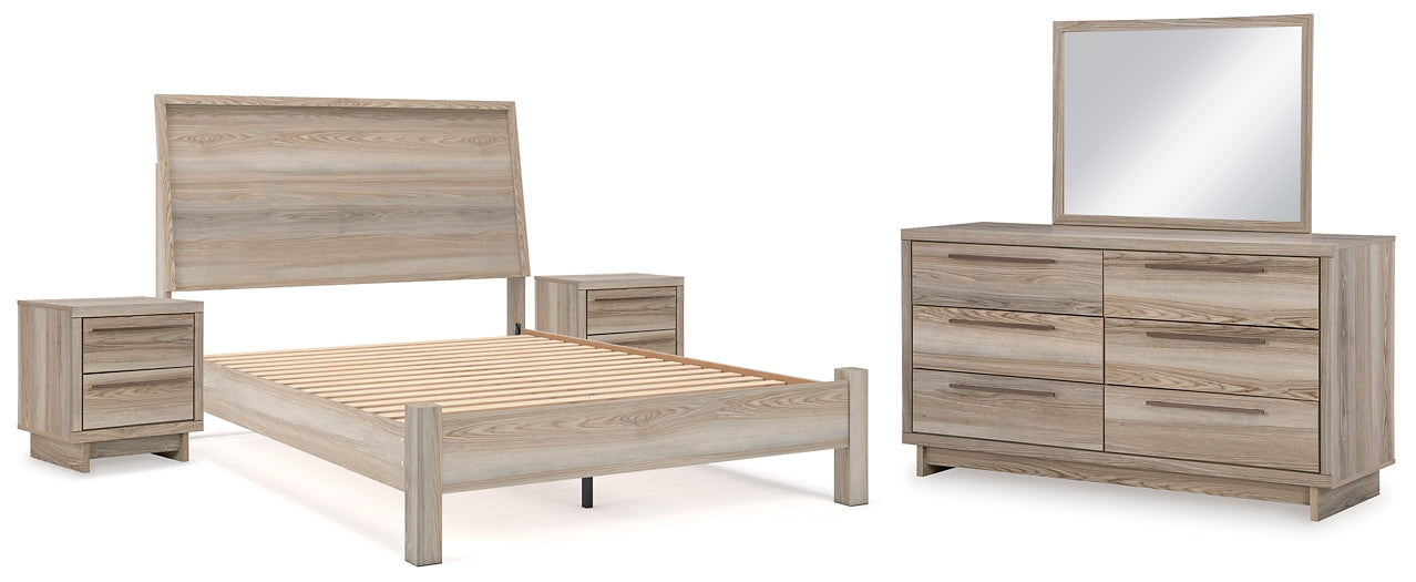 Hasbrick Panel Bed With Mirrored Dresser And 2 Nightstands