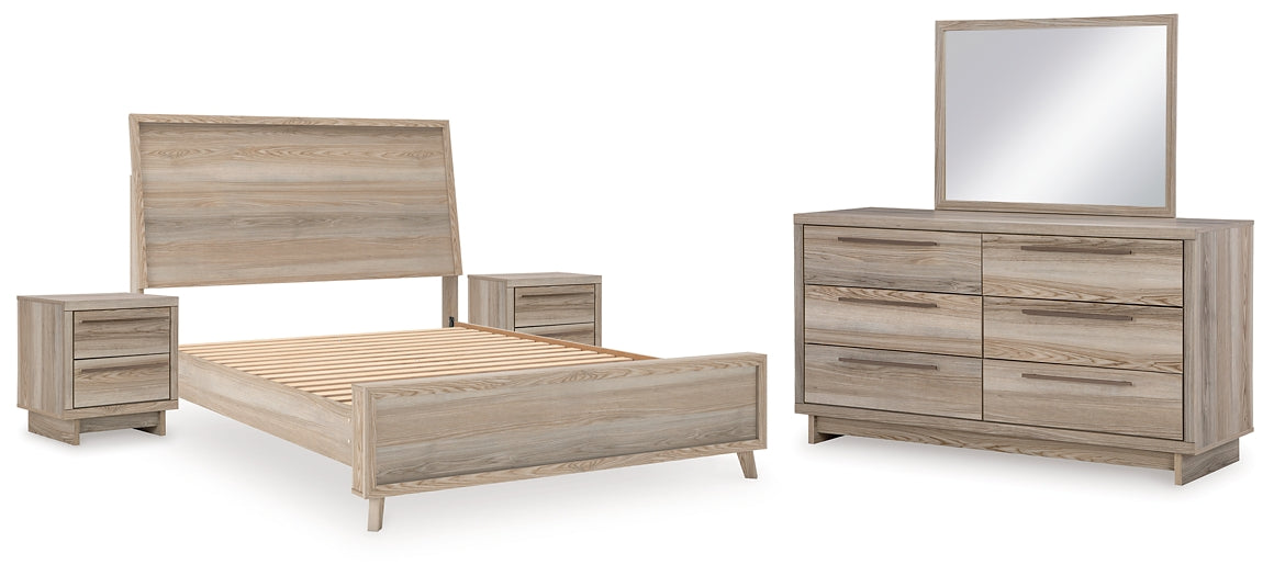 Hasbrick Panel Bed With Mirrored Dresser And 2 Nightstands