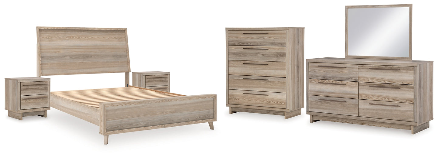 Hasbrick Panel Bed With Mirrored Dresser, Chest And 2 Nightstands
