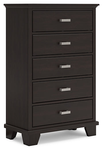 Covetown Panel Bed With Mirrored Dresser, Chest And 2 Nightstands