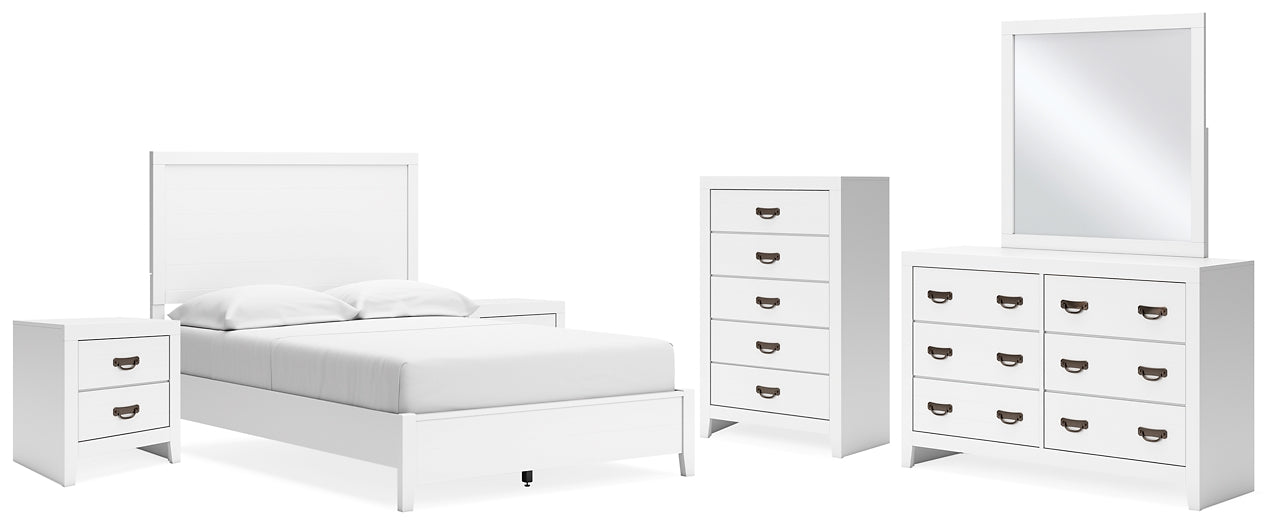 Binterglen Panel Bed With Mirrored Dresser, Chest And 2 Nightstands