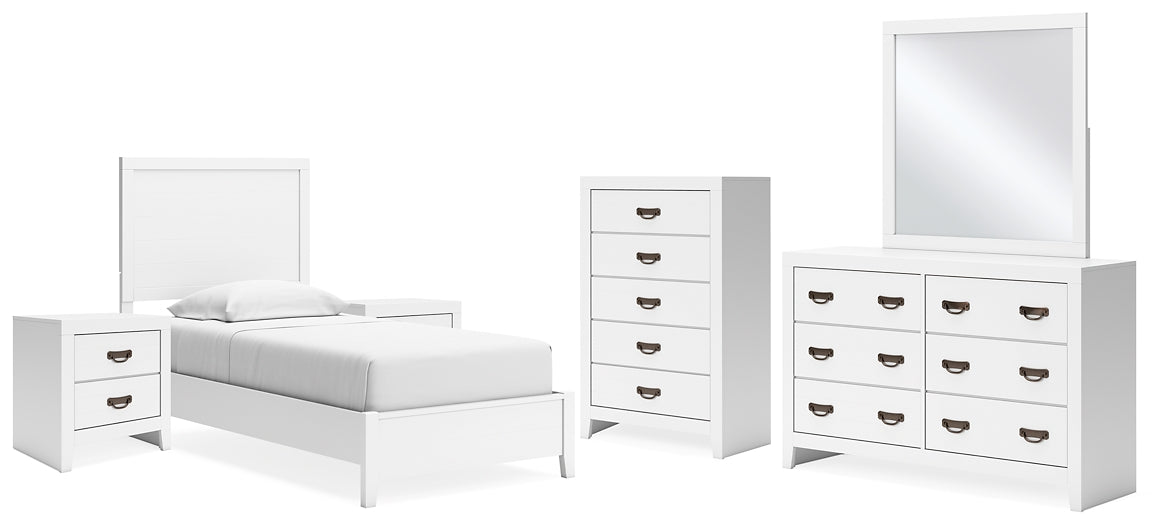 Binterglen Panel Bed With Mirrored Dresser, Chest And 2 Nightstands