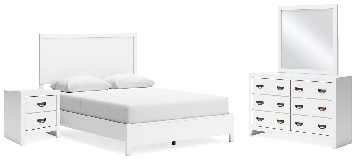 Binterglen Panel Bed With Mirrored Dresser And Nightstand