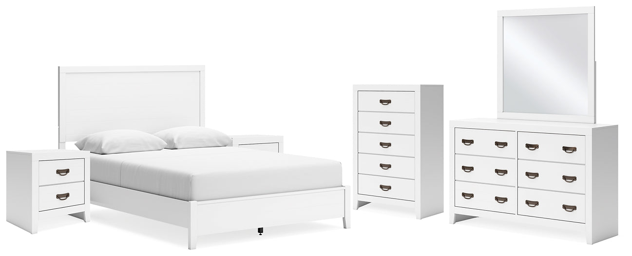 Binterglen Panel Bed With Mirrored Dresser, Chest And 2 Nightstands