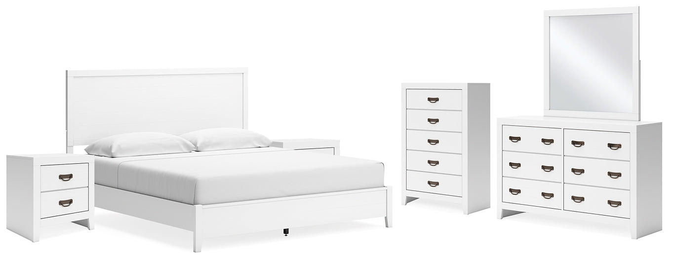 Binterglen Panel Bed With Mirrored Dresser, Chest And 2 Nightstands