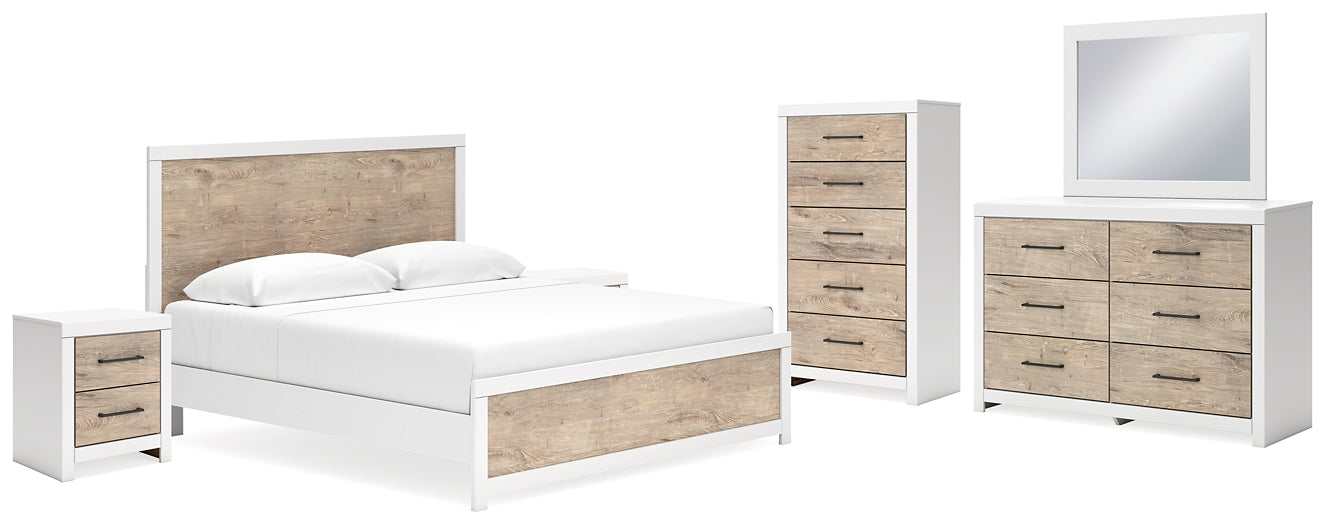 Charbitt Panel Bed With Mirrored Dresser, Chest And 2 Nightstands