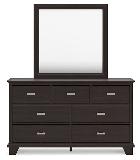 Covetown Panel Bed With Mirrored Dresser