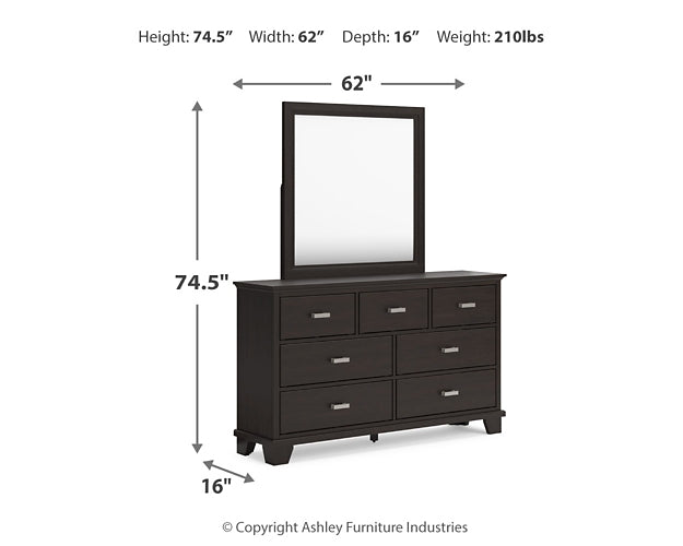 Covetown Panel Bed With Mirrored Dresser, Chest And 2 Nightstands