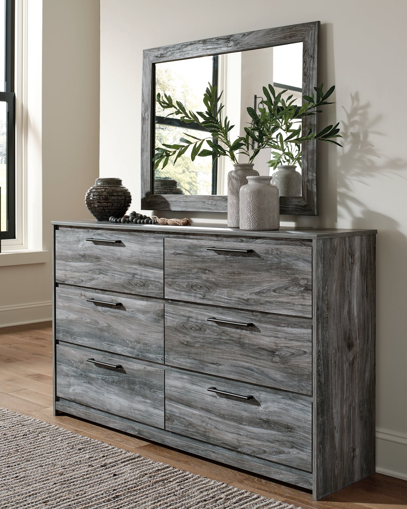 Baystorm Panel Bed With Mirrored Dresser And Nightstand