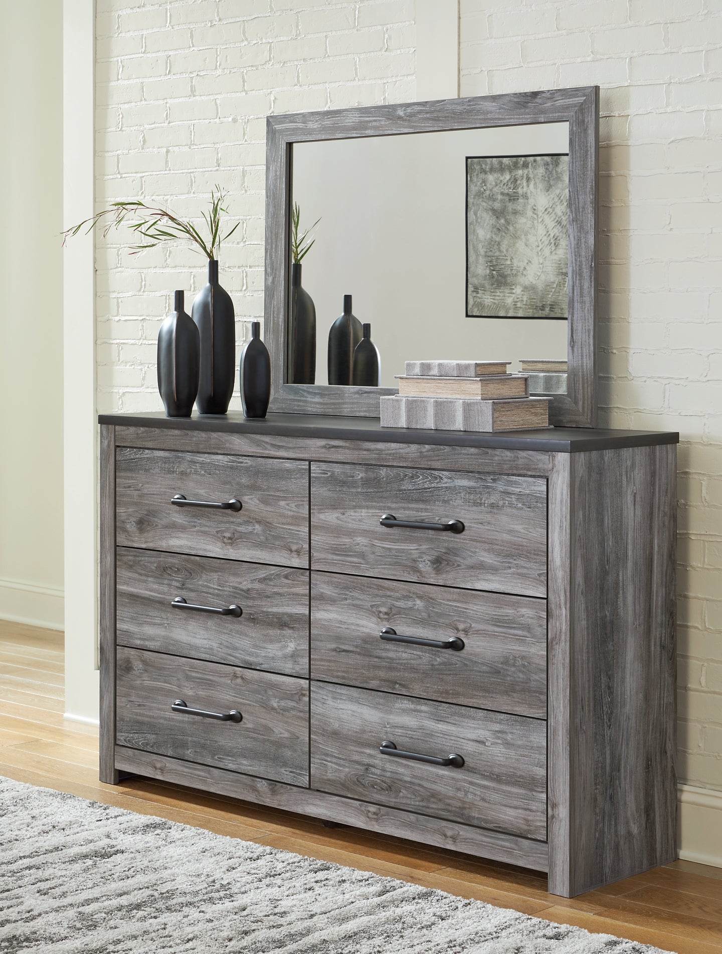 Bronyan Panel Bed With Mirrored Dresser And Nightstand