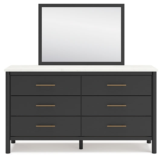Cadmori Upholstered Panel Bed With Mirrored Dresser, Chest And Nightstand