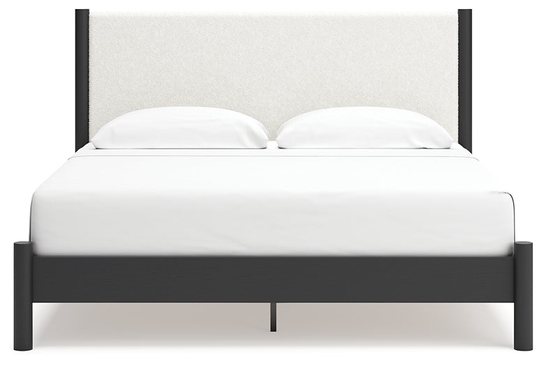 Cadmori Upholstered Panel Bed With Mirrored Dresser, Chest And Nightstand