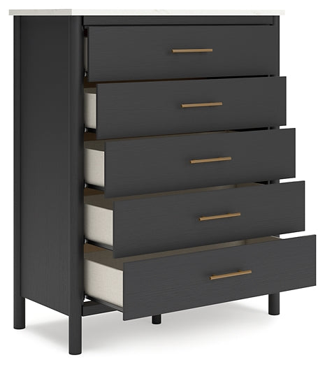 Cadmori Upholstered Panel Bed With Mirrored Dresser And Chest