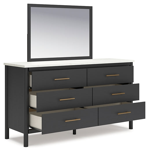 Cadmori Upholstered Panel Bed With Mirrored Dresser And Chest