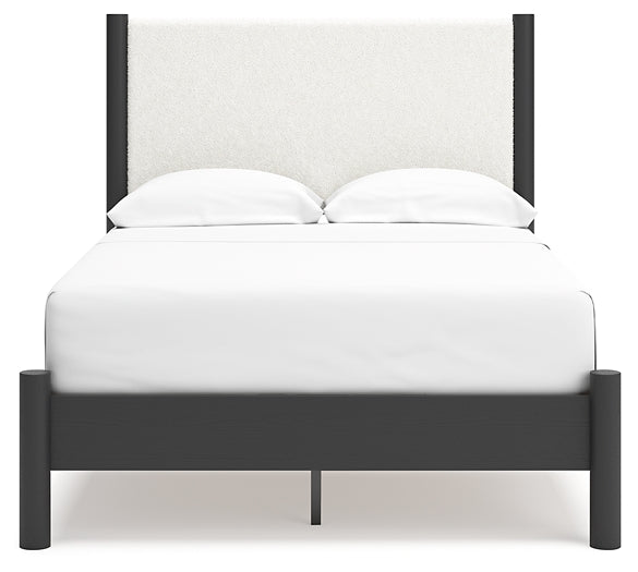 Cadmori Upholstered Panel Bed With Mirrored Dresser And Nightstand