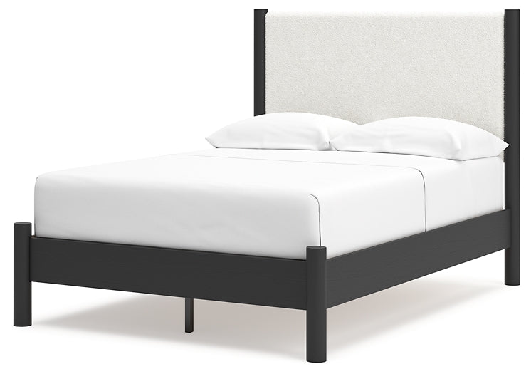 Cadmori Upholstered Panel Bed With Mirrored Dresser