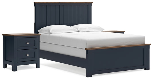 Landocken  Panel Bed With 2 Nightstands