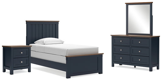 Landocken  Panel Bed With Mirrored Dresser And Nightstand