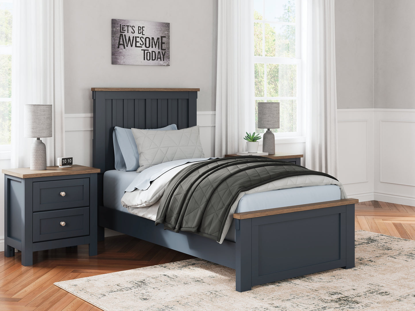 Landocken Panel Bed With Mirrored Dresser And 2 Nightstands