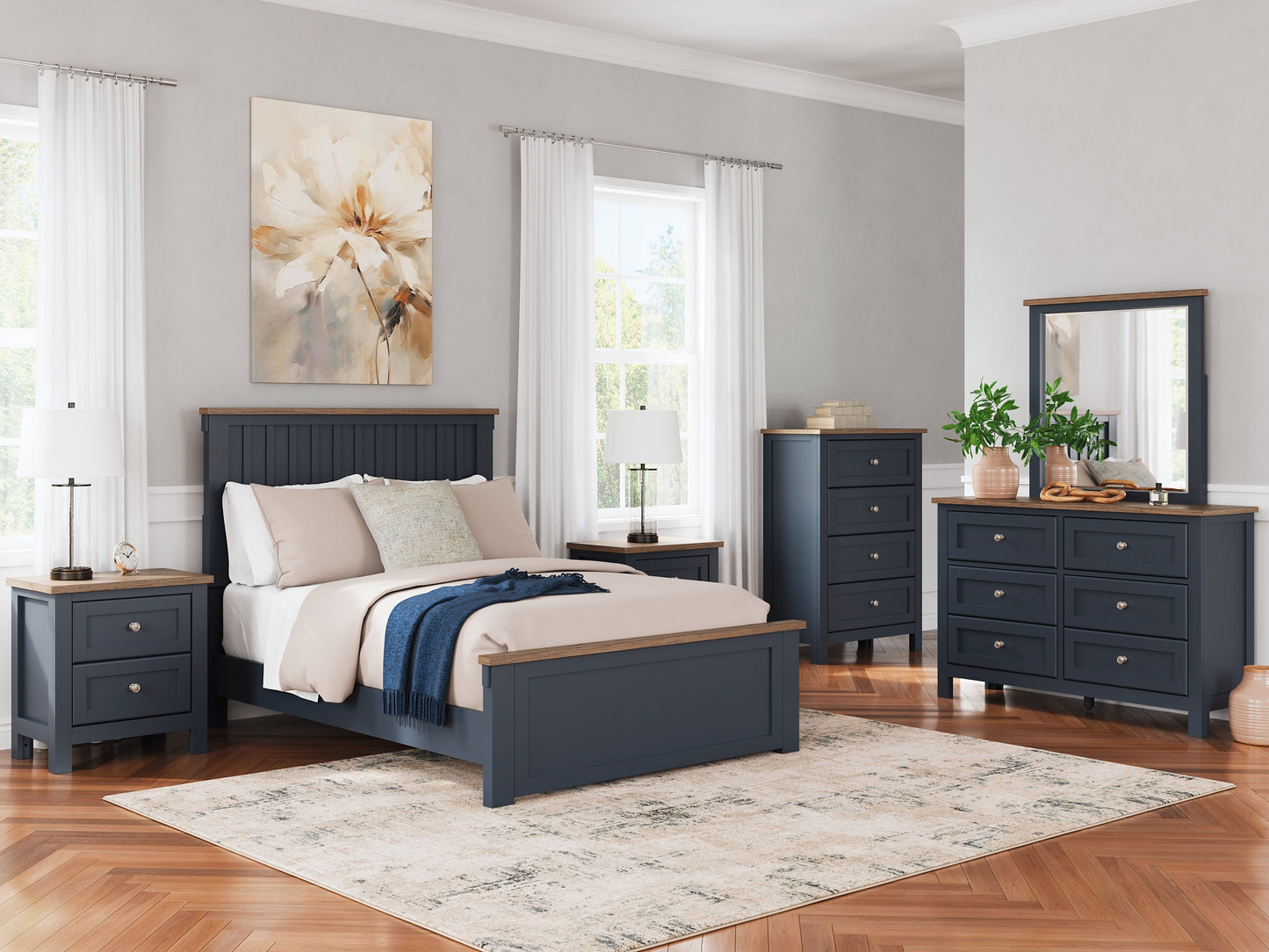 Landocken Panel Bed With Mirrored Dresser And 2 Nightstands