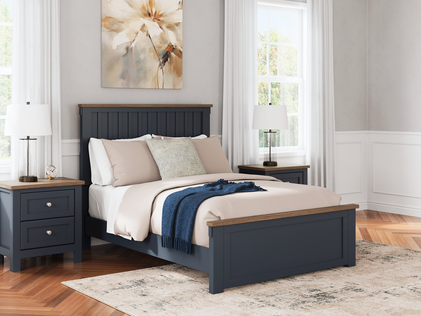Landocken Panel Bed With Mirrored Dresser And 2 Nightstands
