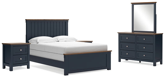 Landocken  Panel Bed With Mirrored Dresser And 2 Nightstands