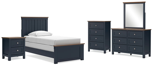 Landocken  Panel Bed With Mirrored Dresser, Chest And Nightstand