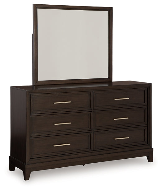 Neymorton Upholstered Panel Bed With Mirrored Dresser, Chest And 2 Nightstands