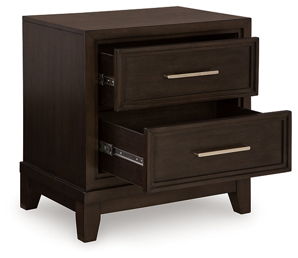 Neymorton Upholstered Panel Bed With Mirrored Dresser, Chest And 2 Nightstands