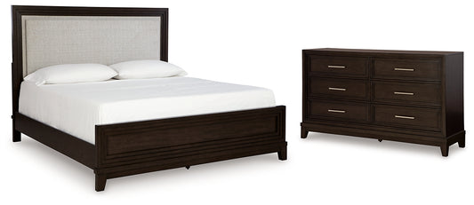 Neymorton California  Upholstered Panel Bed With Dresser