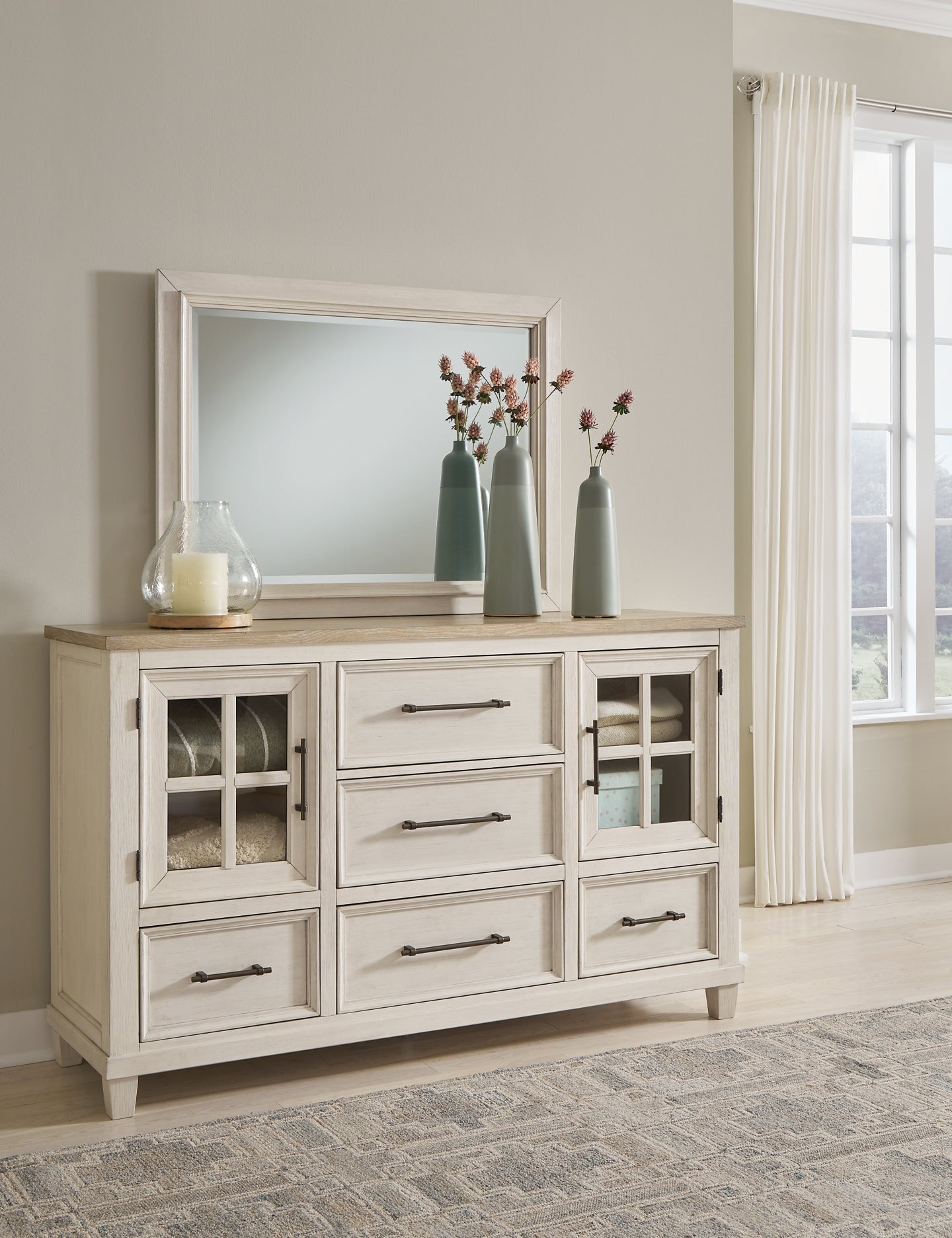 Shaybrock Panel Bed With Mirrored Dresser