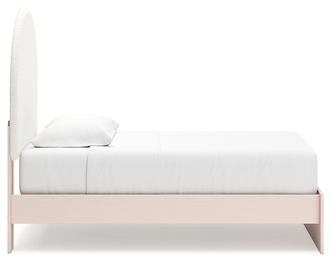Wistenpine Upholstered Panel Bed With Mirrored Dresser