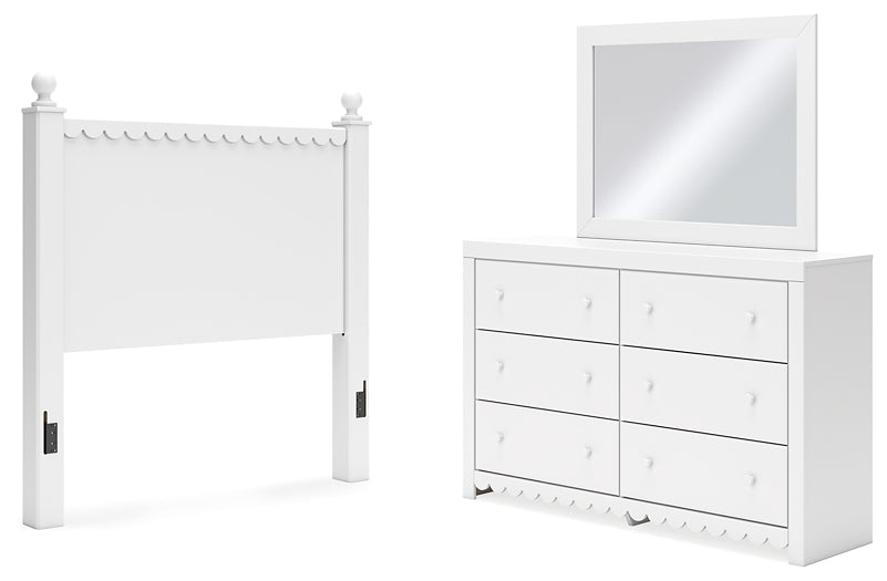 Mollviney Panel Headboard With Mirrored Dresser