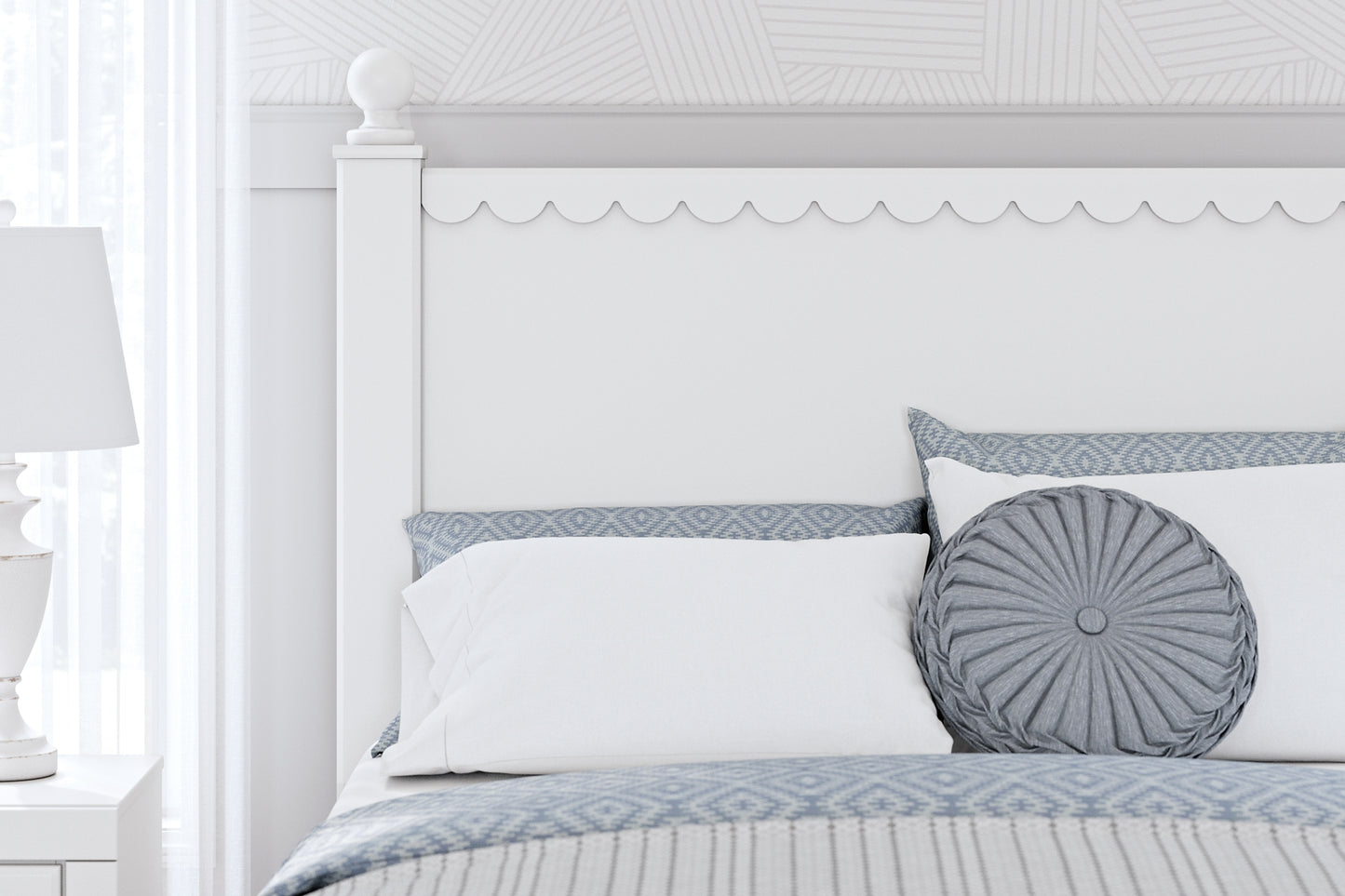 Mollviney Panel Headboard With Mirrored Dresser