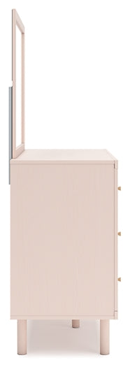 Wistenpine Upholstered Panel Headboard With Mirrored Dresser