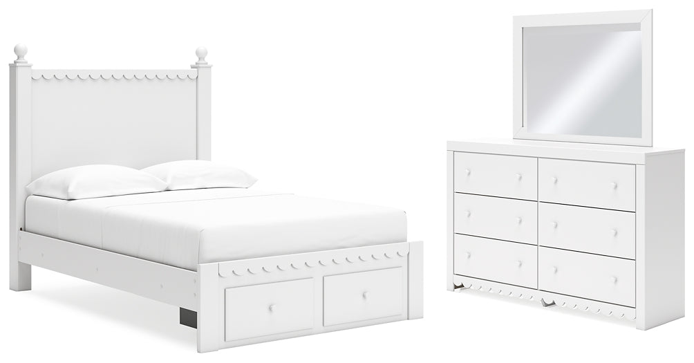 Mollviney Panel Storage Bed With Mirrored Dresser