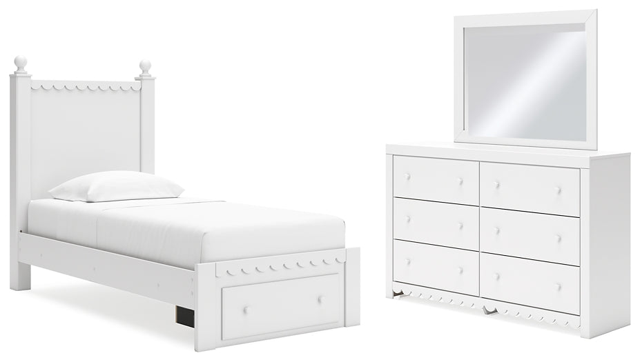 Mollviney Panel Storage Bed With Mirrored Dresser