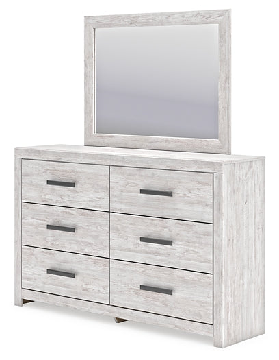 Cayboni Panel Bed With Mirrored Dresser, Chest And 2 Nightstands