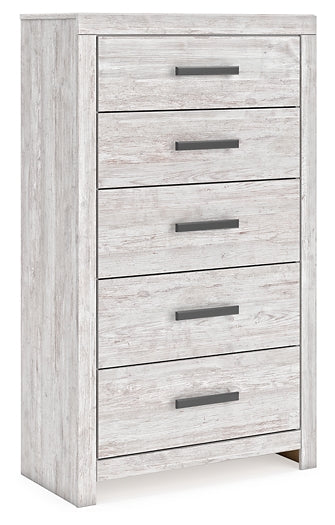 Cayboni Panel Bed With Mirrored Dresser, Chest And 2 Nightstands