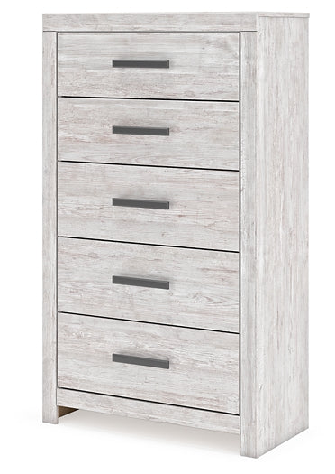 Cayboni Panel Bed With Mirrored Dresser, Chest And 2 Nightstands