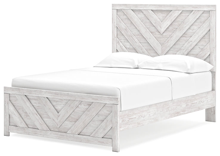 Cayboni Panel Bed With Mirrored Dresser, Chest And 2 Nightstands