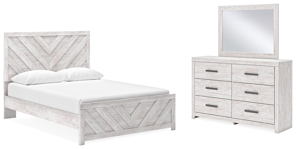 Cayboni Panel Bed With Mirrored Dresser