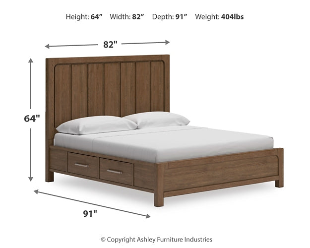 Cabalynn California Panel Bed With Storage With Mirrored Dresser