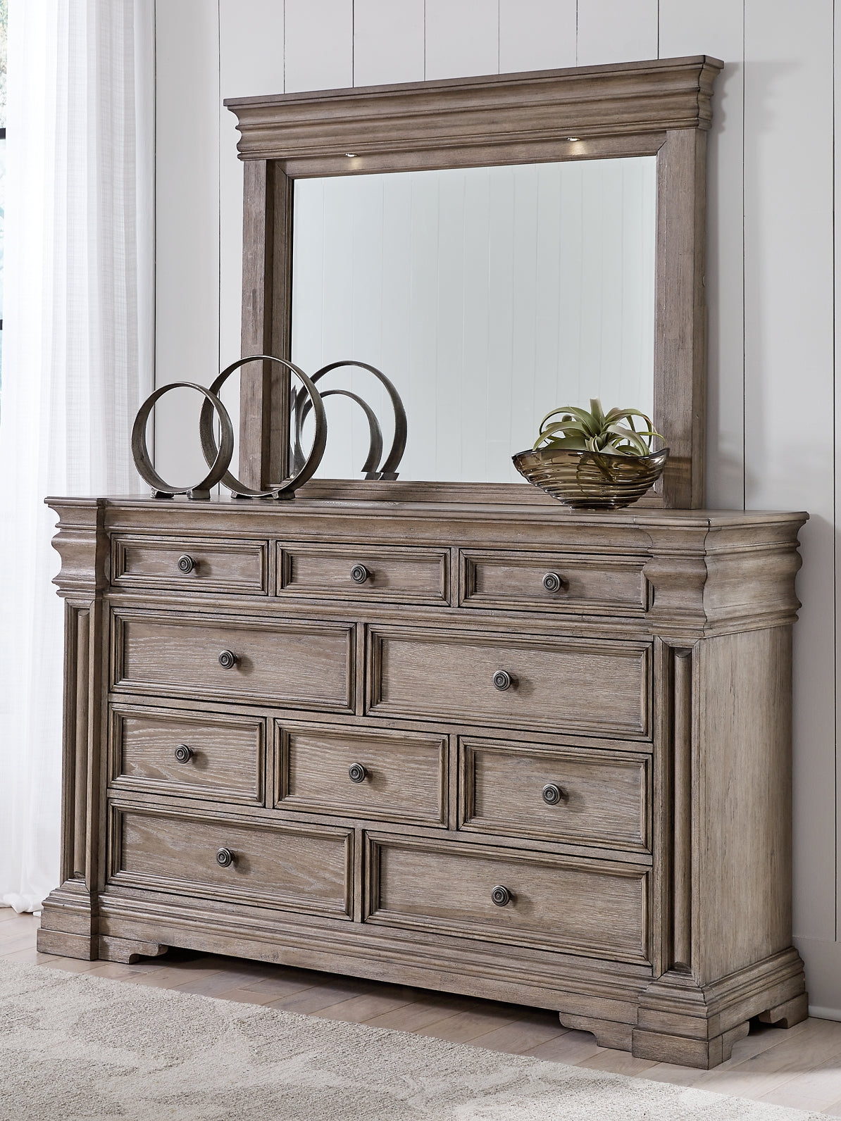 Blairhurst Panel Bed With Mirrored Dresser