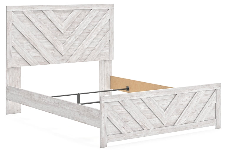 Cayboni Panel Bed With Mirrored Dresser, Chest And 2 Nightstands